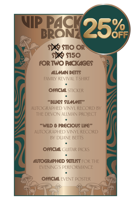 Allman Betts Family Revival - VIP Packages - 12/4/25 - 	Wallingford, CT - Oakdale Theatre