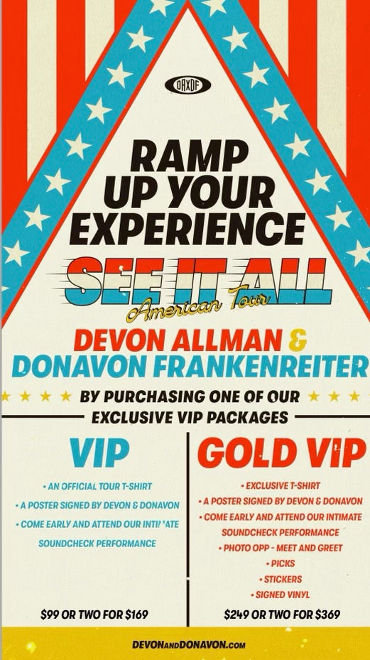 Devon Allman & Donavon Frankenreiter - VIP Packages - 09/03/23 St. Charles, IL * The Arcada Theater